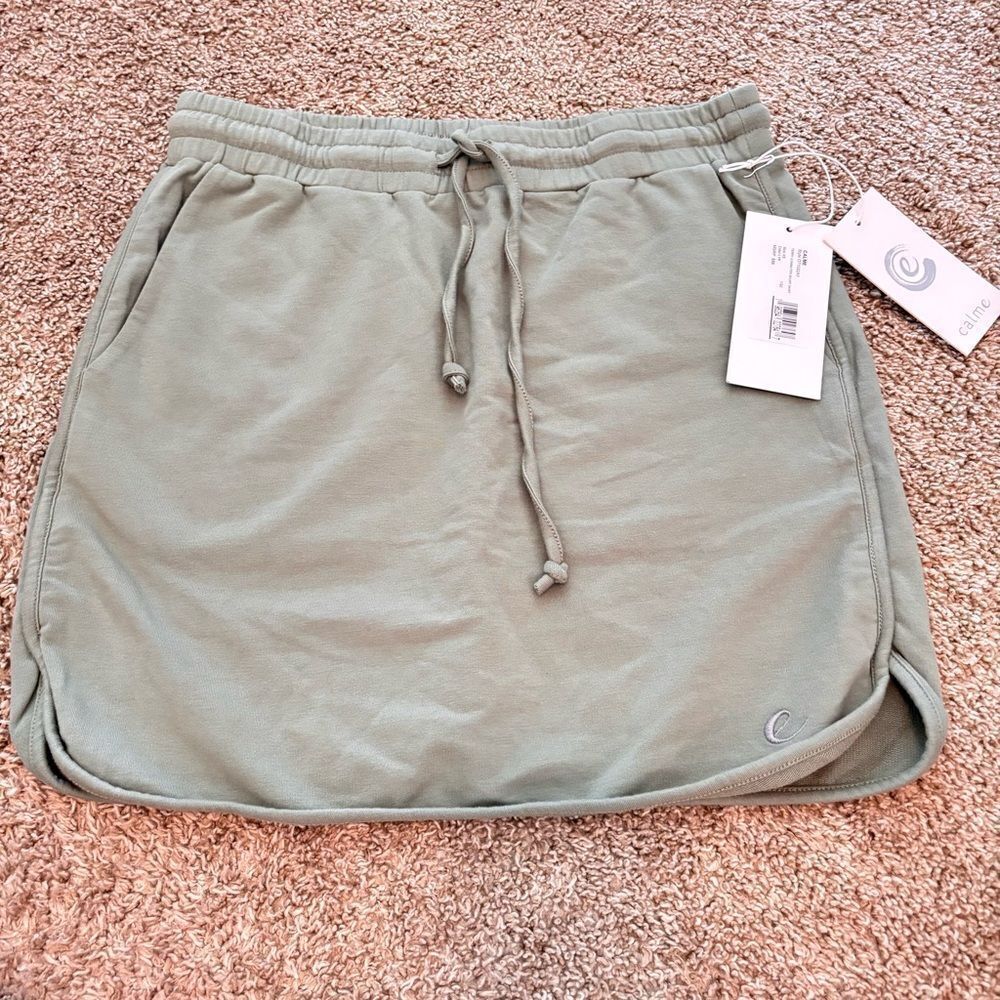NWT Calme By Johnny Was Olive/Sage Green Commuter Short Skirt XS $88